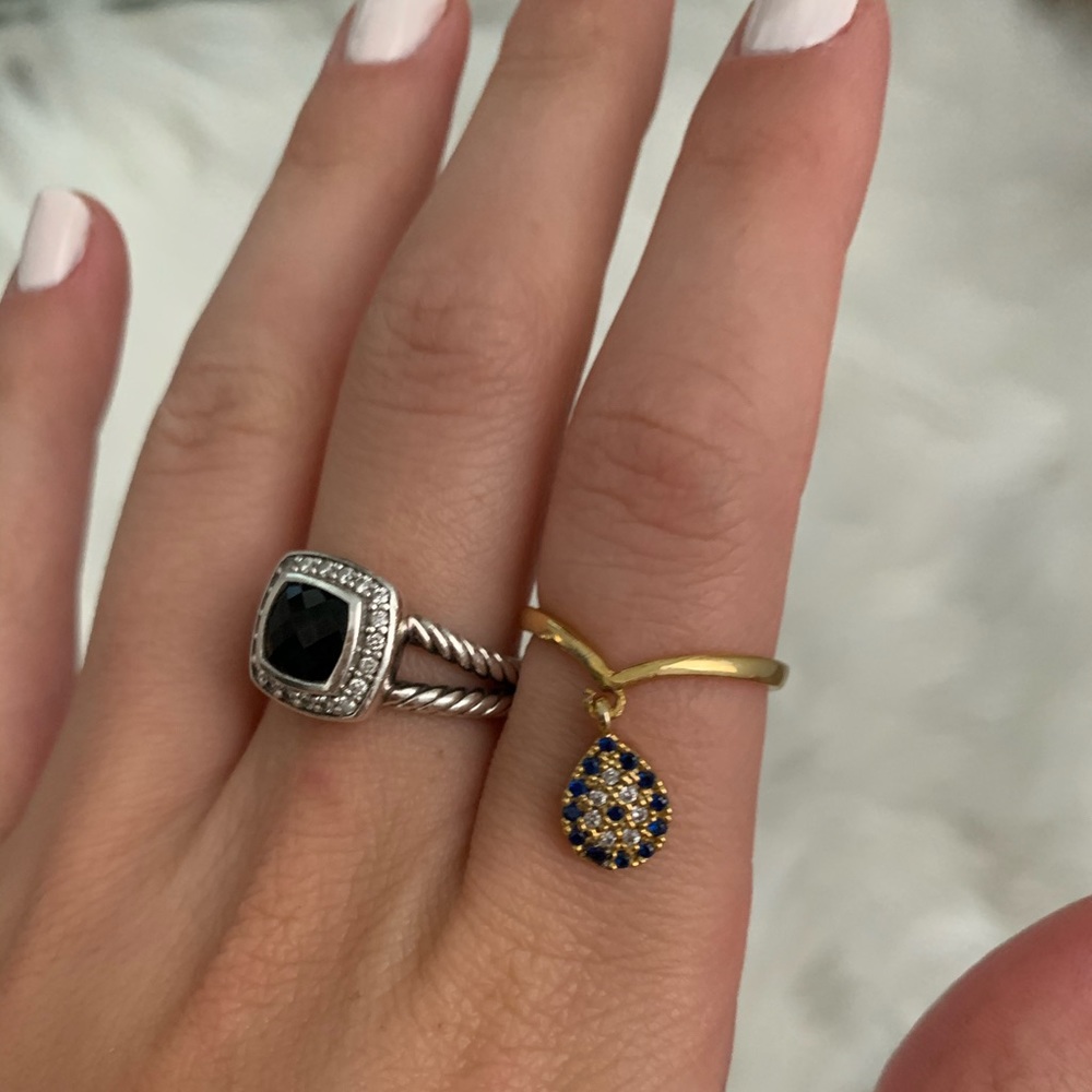 Evil eye teardrop ring